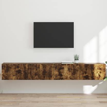 TV Wall Cabinet Wall-mounted 2 pcs Smoked Oak 98 x 31 x 29.5 cm