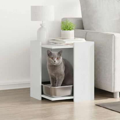 Cat Litter Box Enclosure White 42x42x51 cm Engineered Wood
