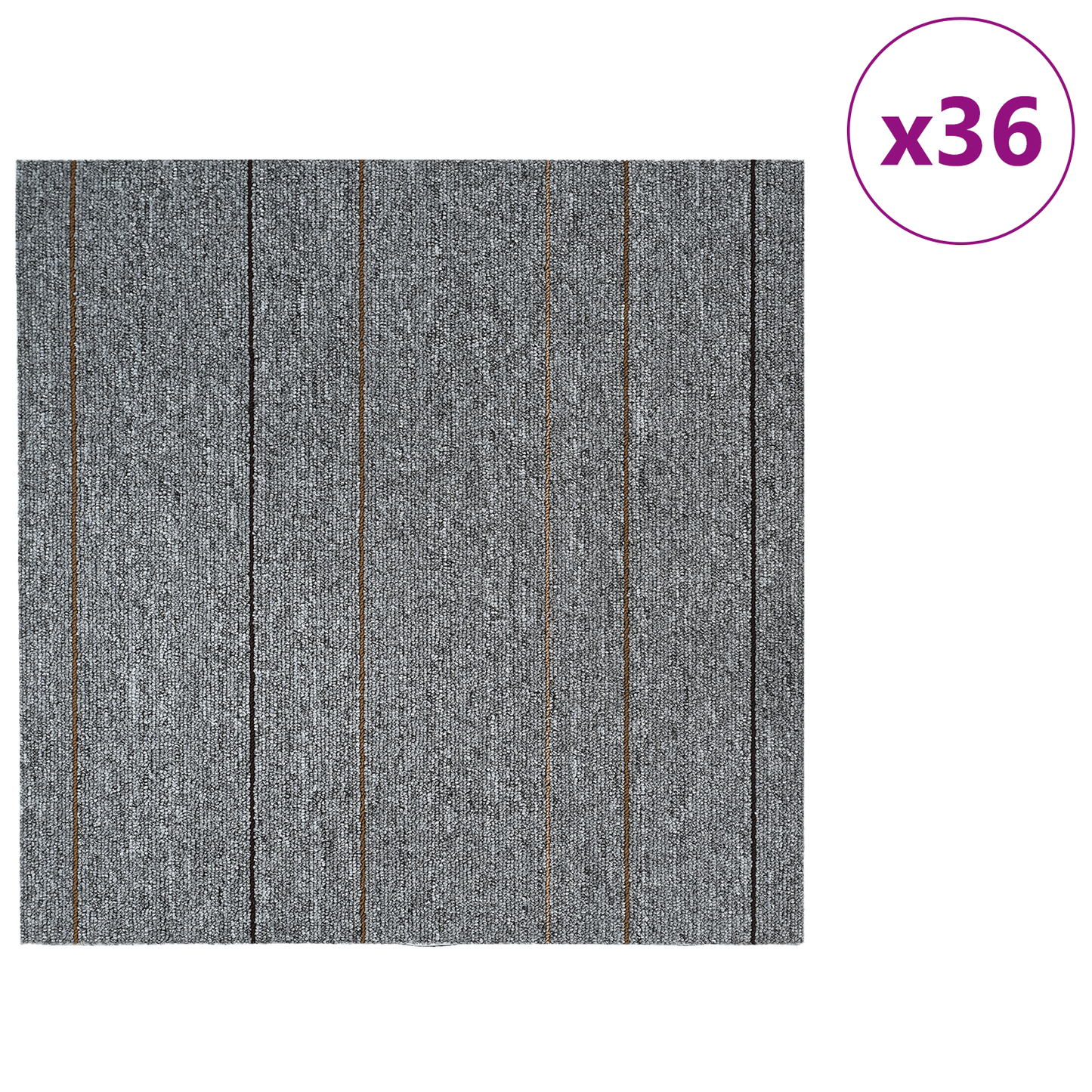 Carpet Tile Light Grey with Stripes 50 x 50 cm 36 pcs