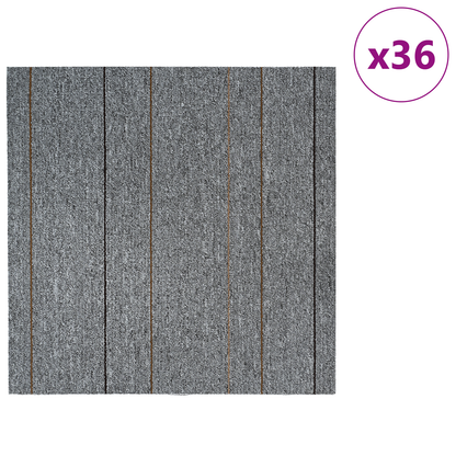 Carpet Tile Light Grey with Stripes 50 x 50 cm 36 pcs