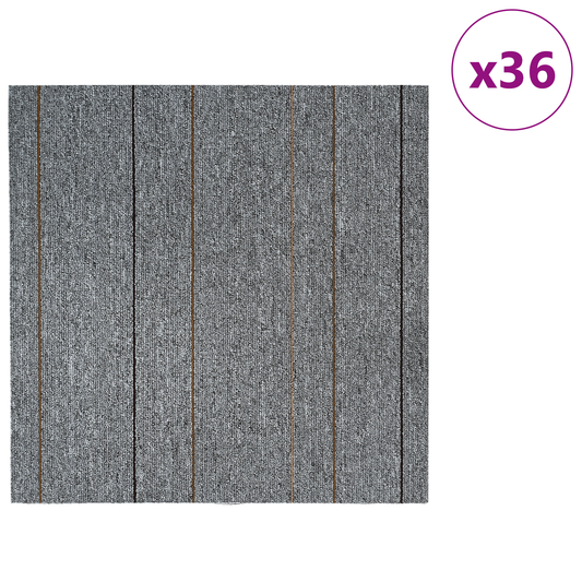 Carpet Tile Light Grey with Stripes 50 x 50 cm 36 pcs