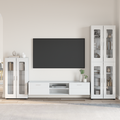 TV Cabinet Set FLORIN 3 pcs High Gloss White Engineered Wood