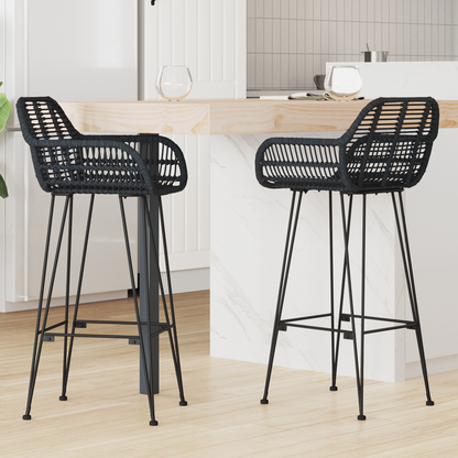 Bar Chair 2 pcs 55 x 52 x 105 cm Rattan and Iron