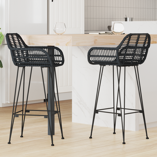 Bar Chair 2 pcs 55 x 52 x 105 cm Rattan and Iron