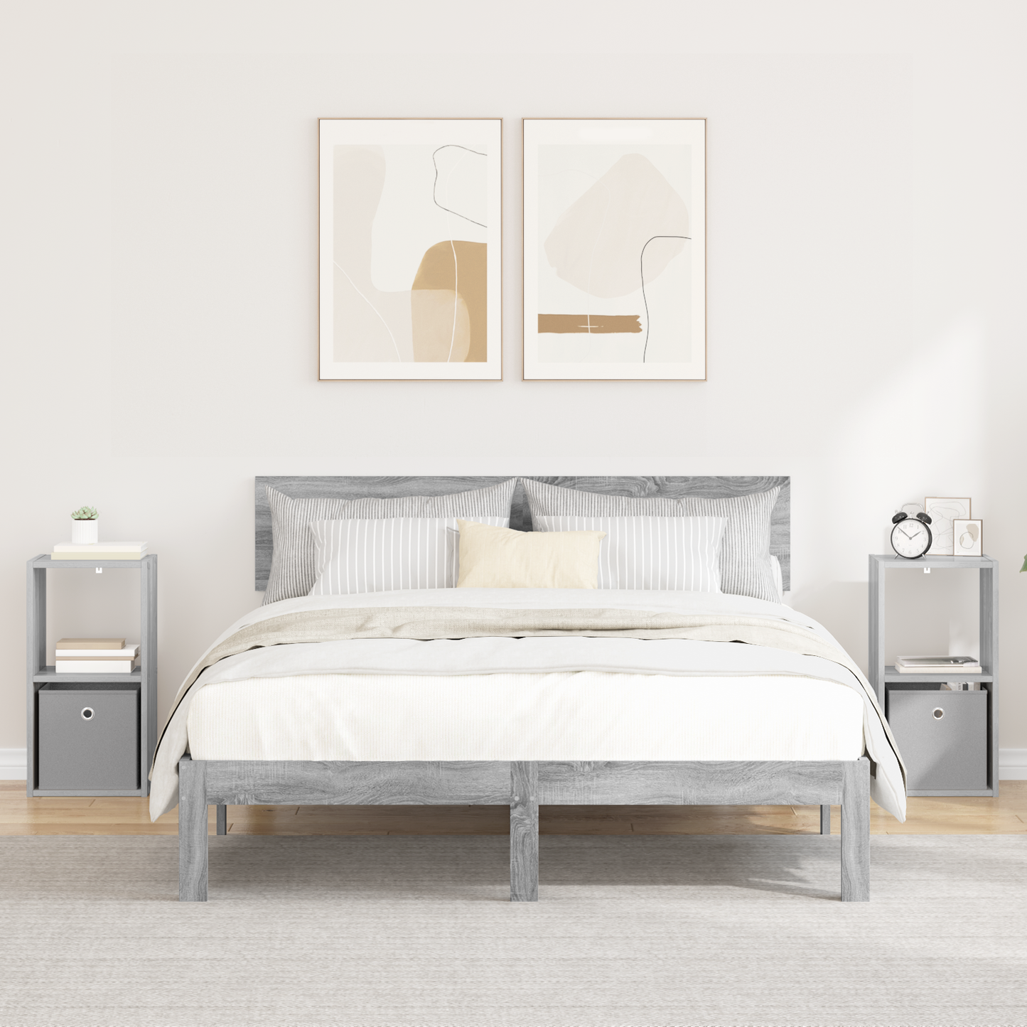 Bedside Table with Drawer 2 pcs Grey Sonoma 30.5 x 27 x 59.5 cm