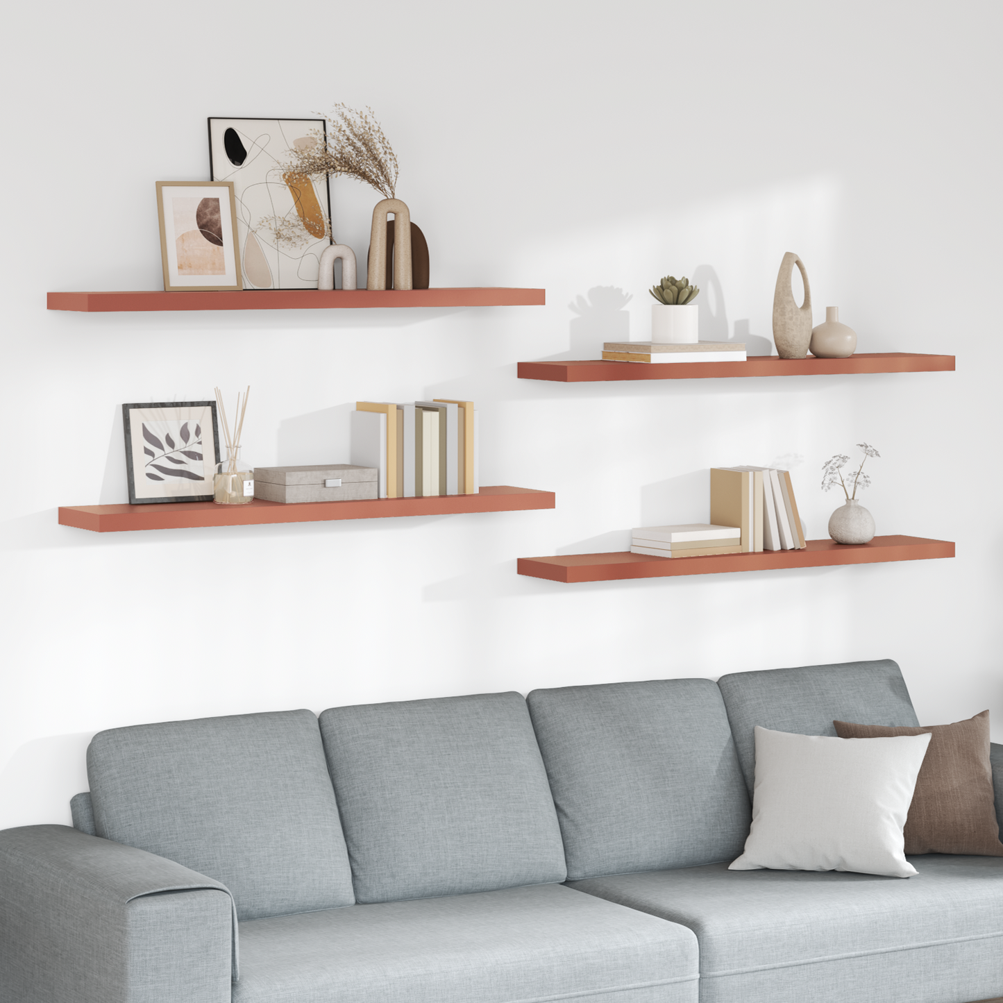 Wall Shelf 4 pcs Red 120 x 23.5 x 4 cm Engineered Wood