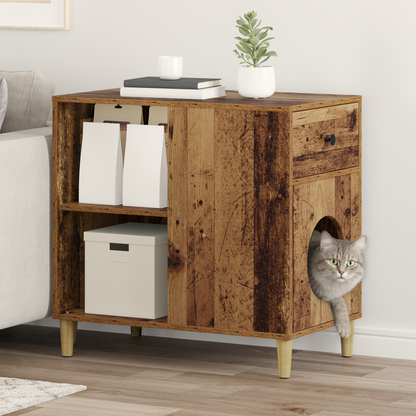 Cat House Old Wood 72 x 42.5 x 70 cm Engineered Wood