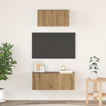 TV Cabinet Set Wall-mounted 2 pcs Artisan Oak Engineered Wood