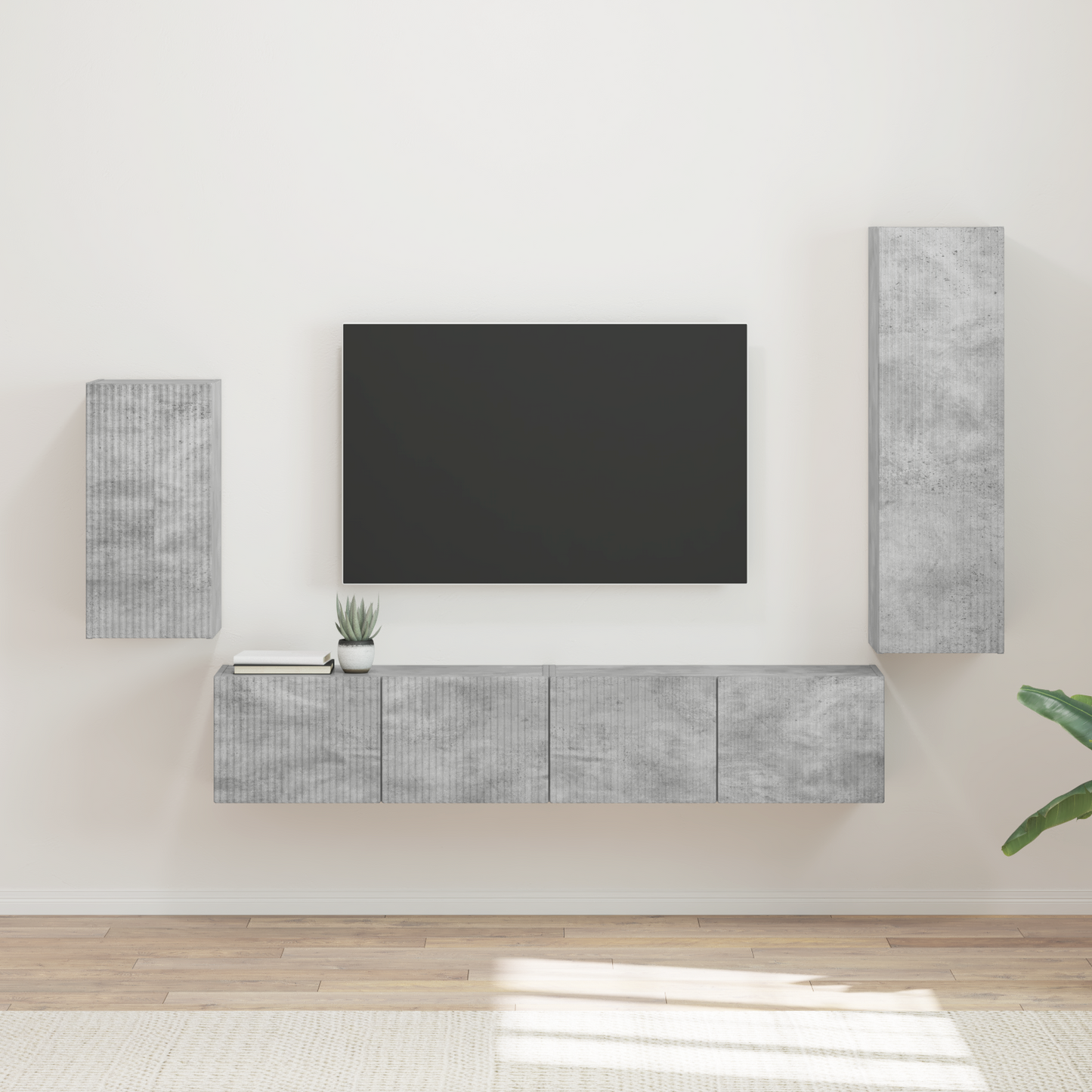 TV Cabinet Set Wall-mounted 4 pcs Concrete Grey Engineered Wood