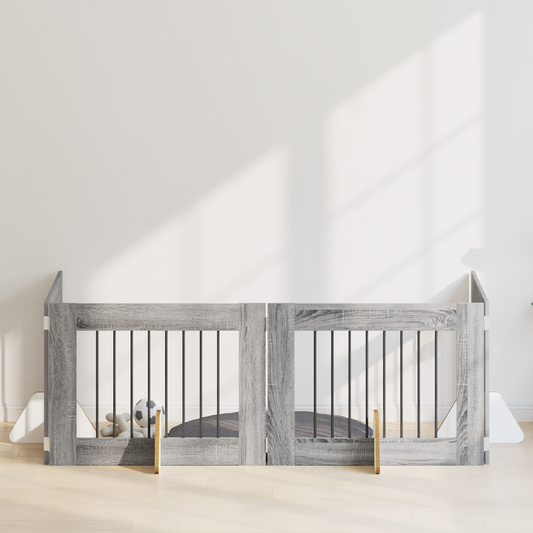 Foldable Dog Gate with Stands 4 pcs Grey Sonoma 321 cm