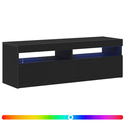TV Cabinet with LED Black Oak 120 x 35 x 40 cm Engineered Wood