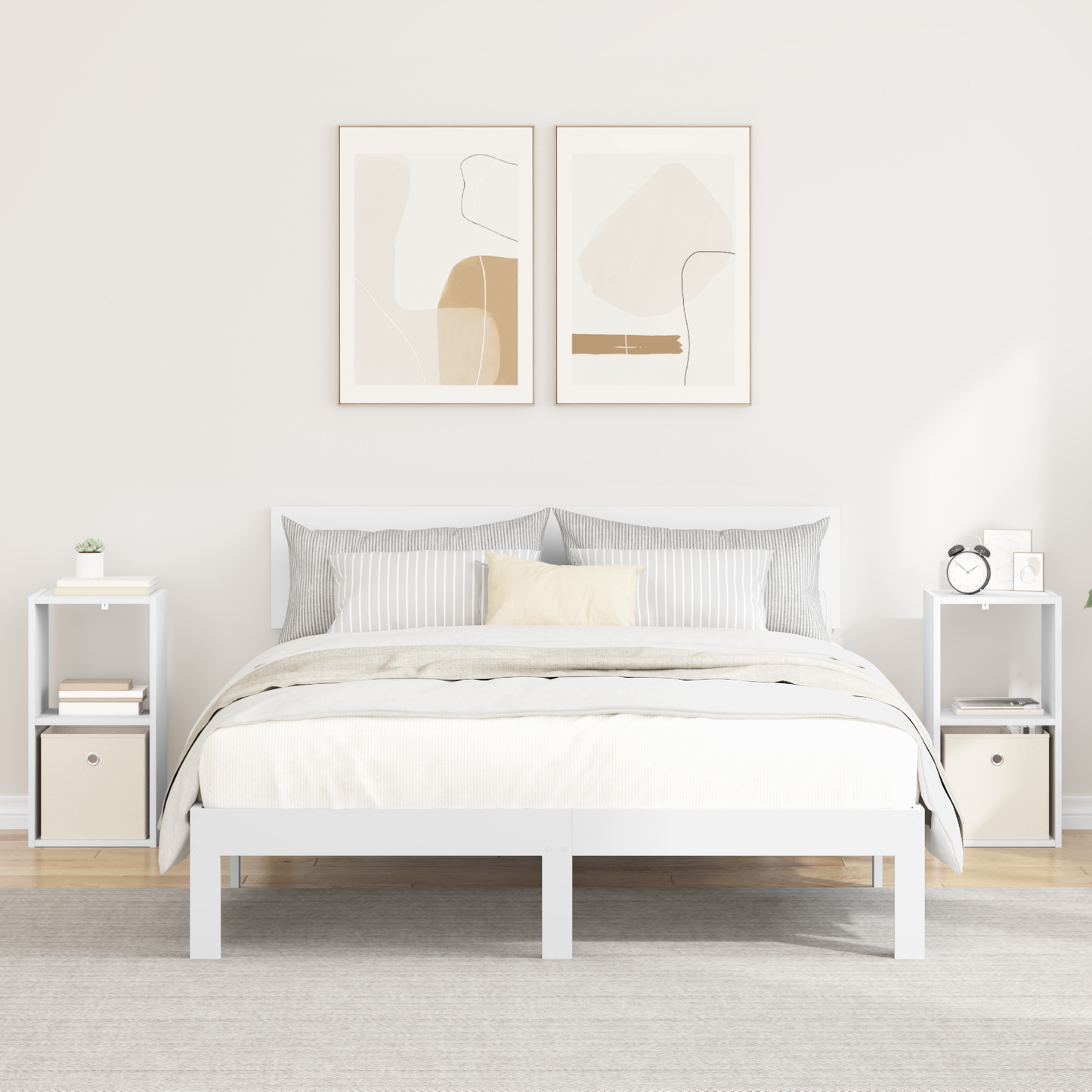 Bedside Table 2 pcs White 30.5 x 27 x 59.5 cm Engineered Wood