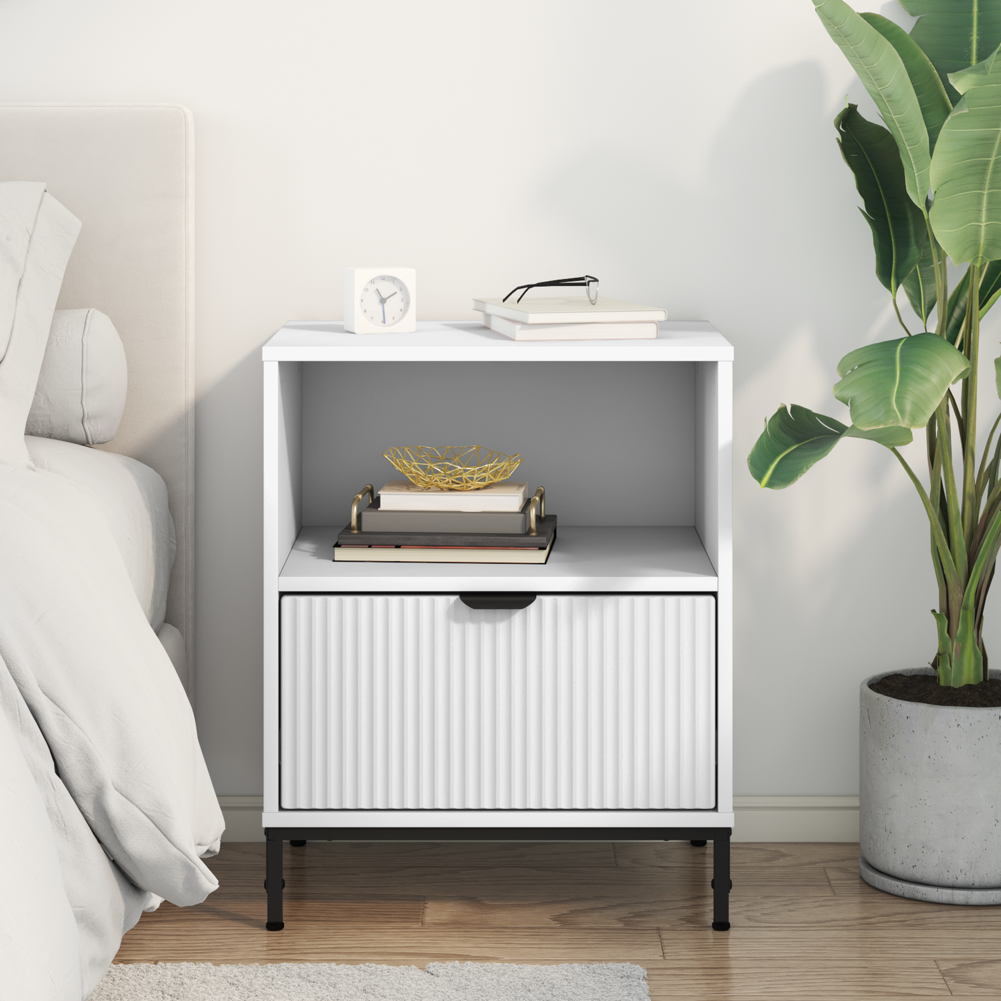 Bedside Cabinet White 49 x 36 x 61 cm Engineered wood