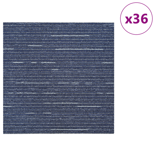 Carpet Tile Striped Blue 50 x 50 cm 36 pcs PP and Bitumen