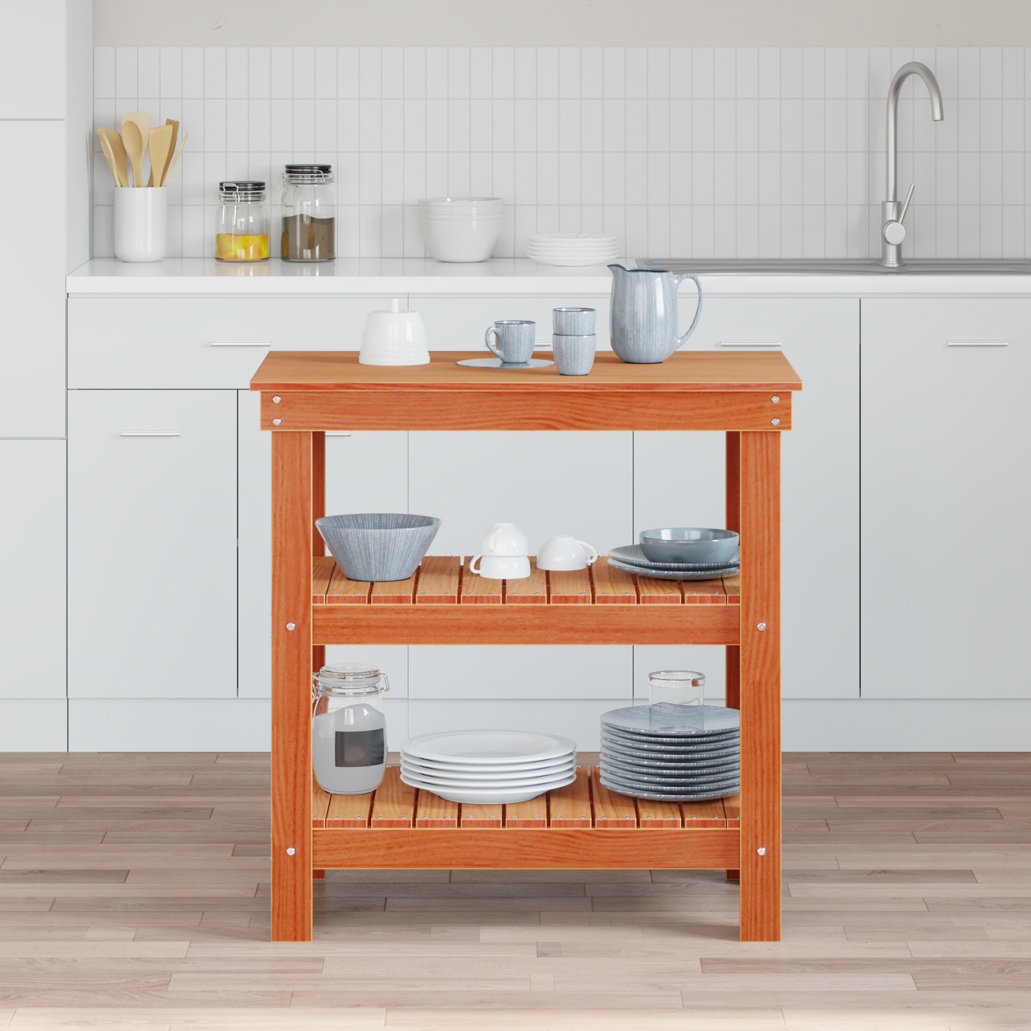 Work Bench Wax Brown 78.5 x 50 x 80 cm Solid Pine Wood