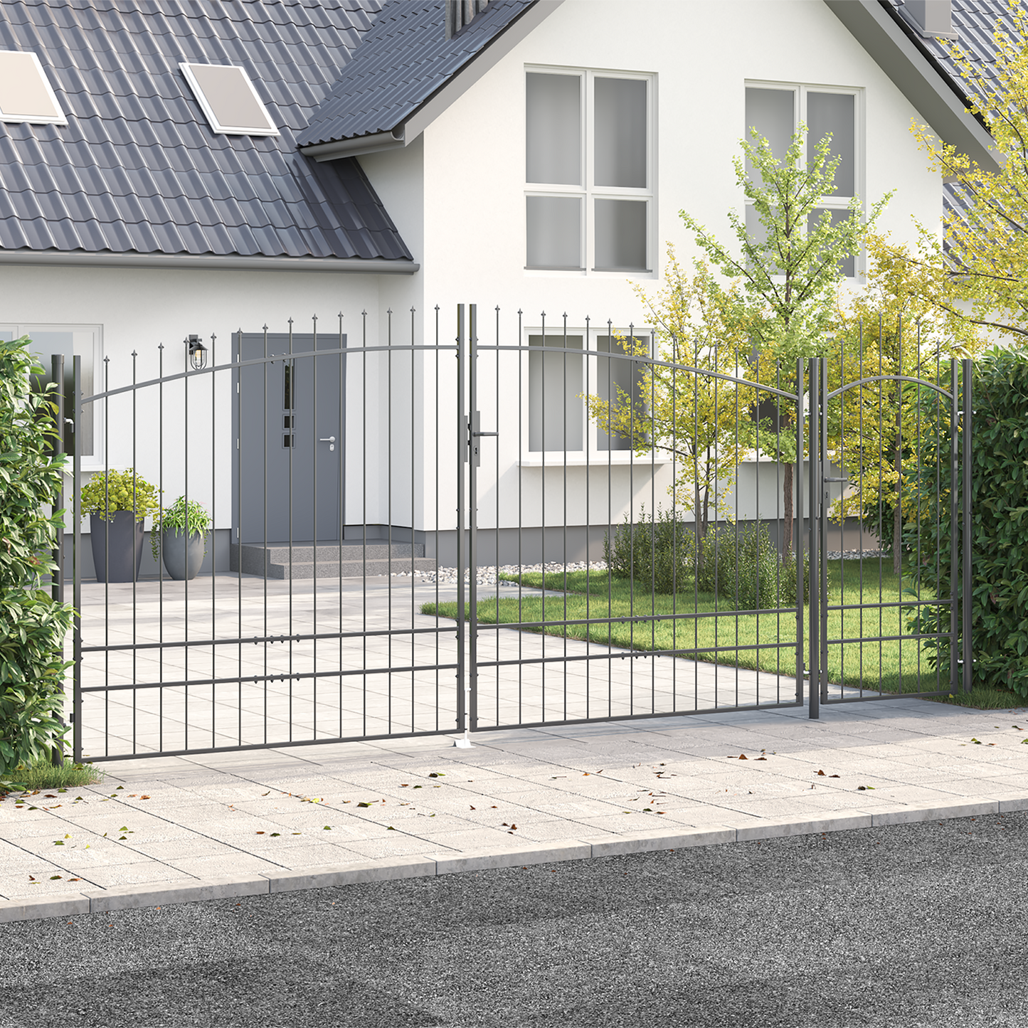 Garden Gate with Lock Woerden Grey 195 x 500 cm Steel