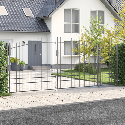 Garden Gate with Lock Woerden Grey 195 x 500 cm Steel