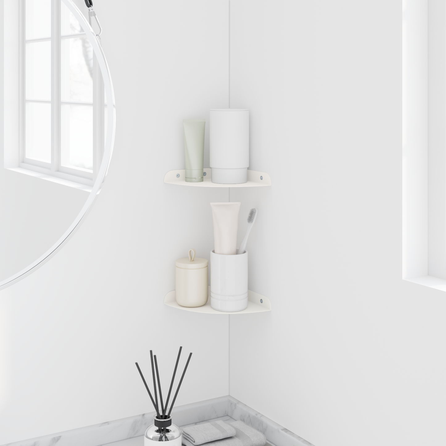 Floating Shelf with Shelf 2 pcs White 15 x 15 x 2 cm