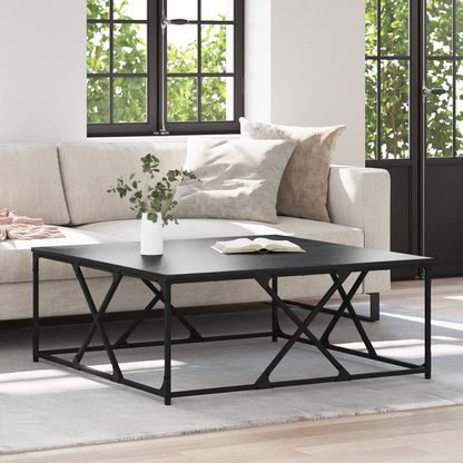 Coffee Table Black Oak 100 x 100 x 40 cm Engineered Wood