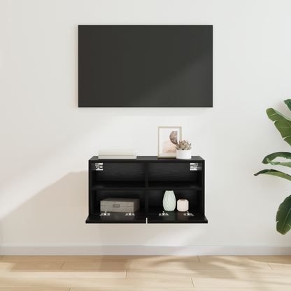 TV Wall Cabinet Black Oak 60 x 30 x 30 cm Engineered Wood