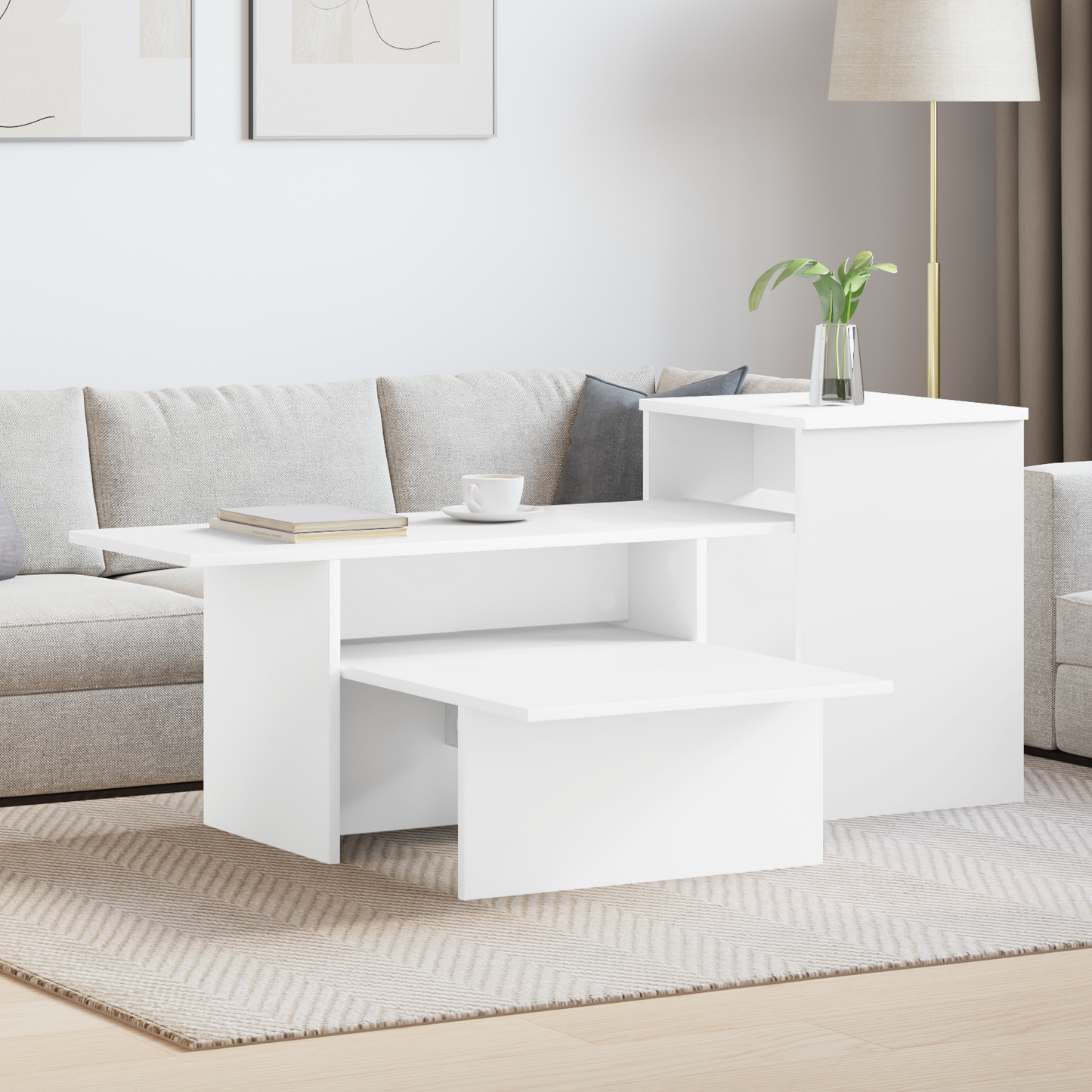 Console Table White 91.5 x 35 x 38.5 cm Engineered Wood