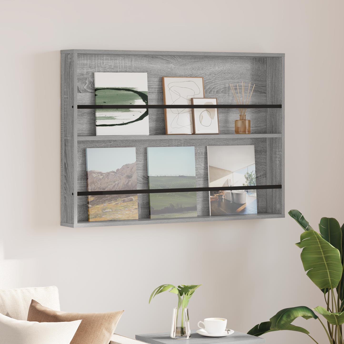 Magazine Rack Grey Sonoma 100 x 12 x 70 cm Engineered Wood