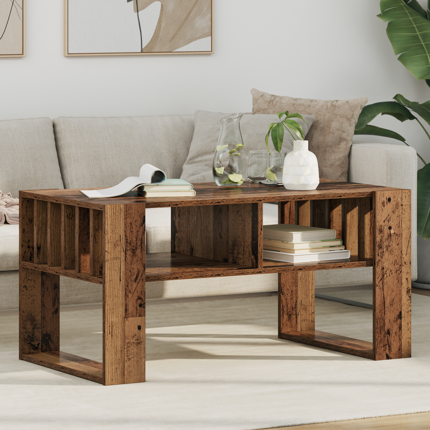 Coffee Table Old Wood 92 x 49.5 x 45 cm Engineered Wood
