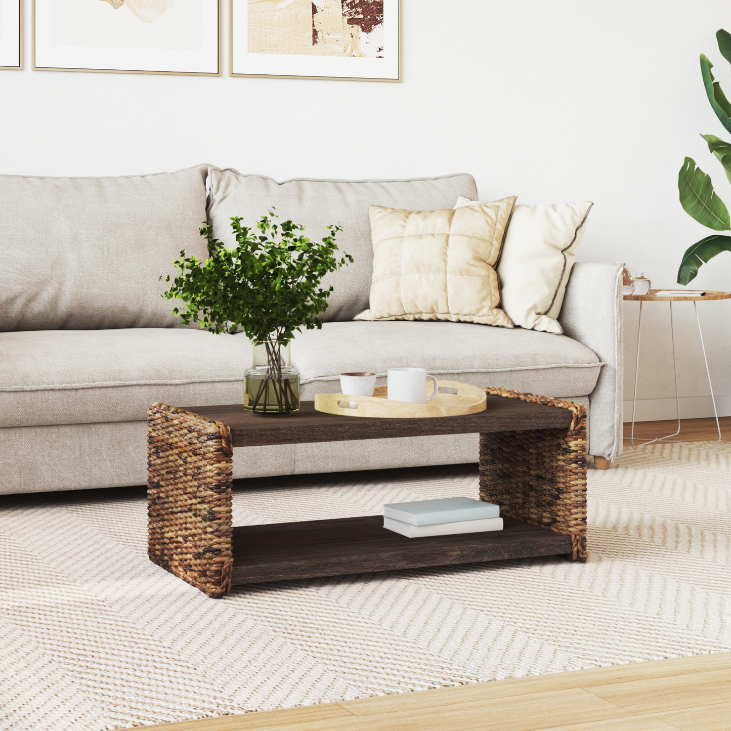 Coffee Table Natural 90 x 45 x 35 cm Solid Mahogany Wood