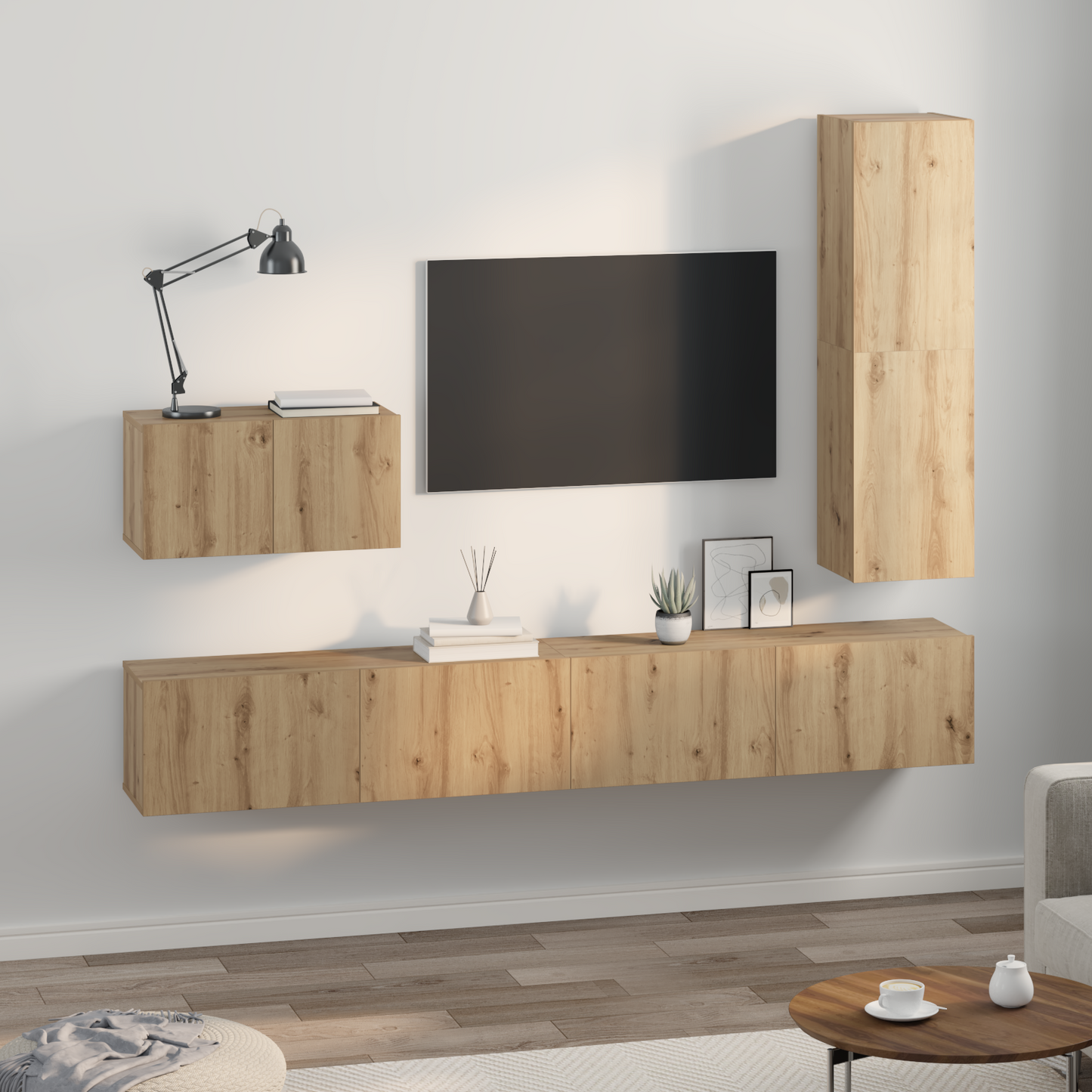 TV Cabinet Set with Drawer 4 pcs Artisan Oak Engineered Wood