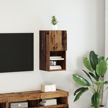 Wall-mounted TV Cabinet with LED Old Wood 30.5 x 30 x 60 cm