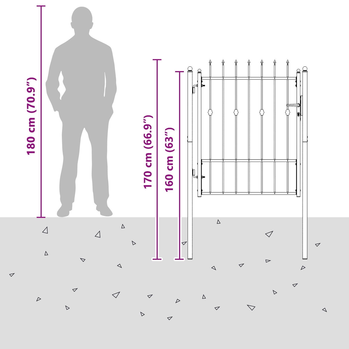 Fence Gate HORST 100 x 125 cm Metal Black Lockable