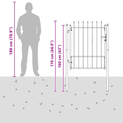 Fence Gate HORST 100 x 125 cm Metal Black Lockable