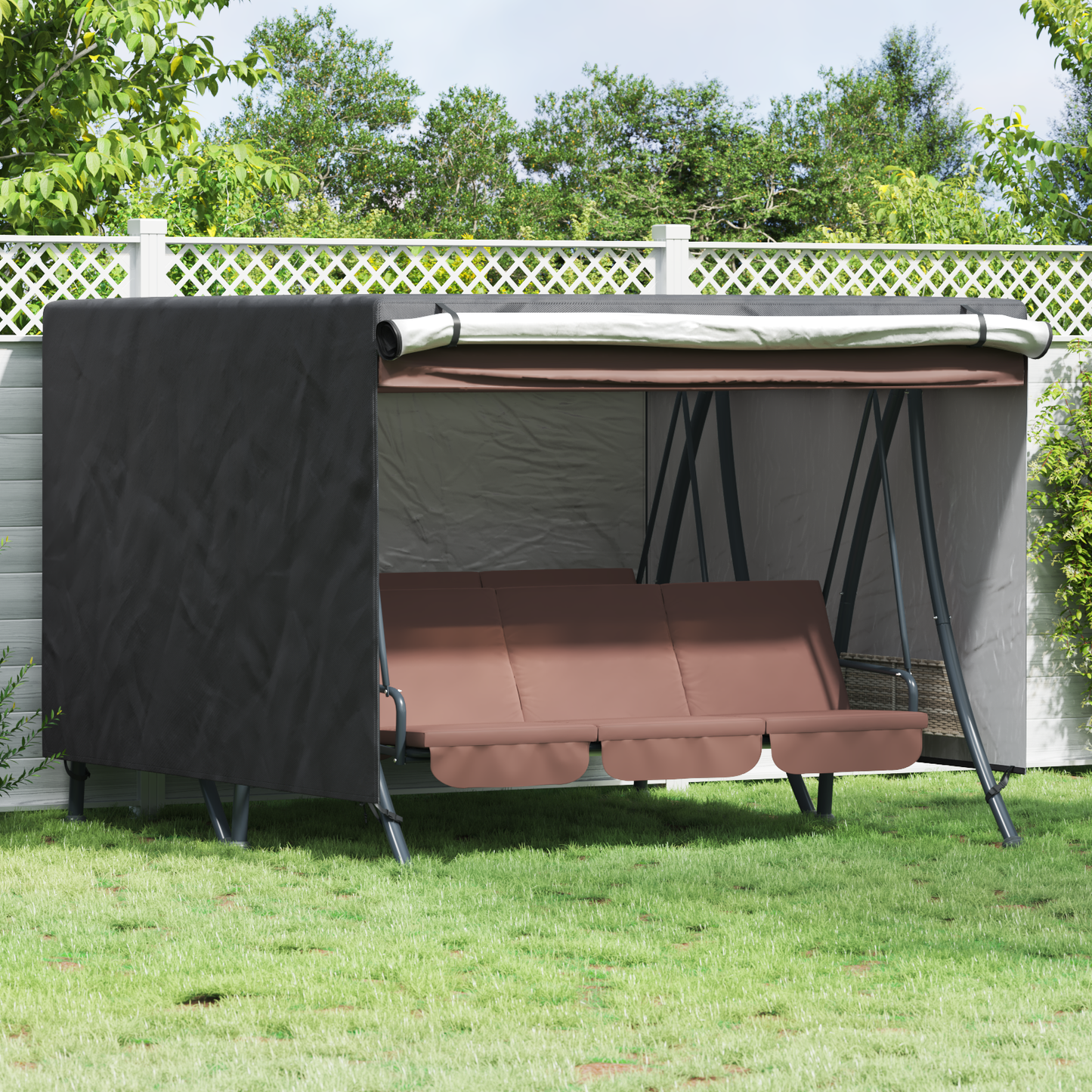 Outdoor Swing Cover Black 250 x 250 x 160 cm 420D Oxford Fbric