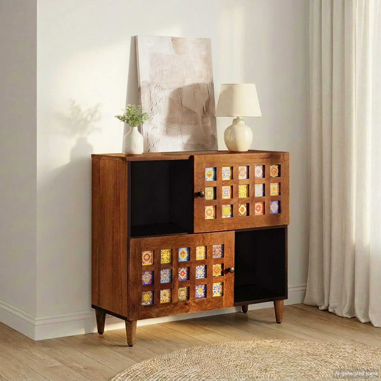 Sideboard with Storage Walnut 80 x 33 x 75 cm Solid Mango Wood