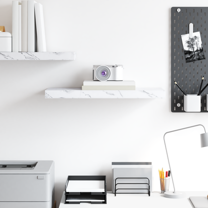 Wall Shelf White Marble 60 x 23 x 4 cm Engineered Wood