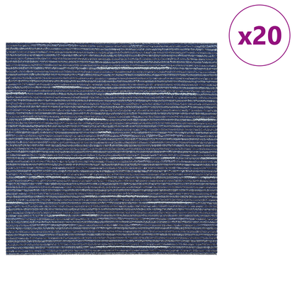 Carpet Tile Striped Blue 50 x 50 cm 20 pcs PP and Bitumen