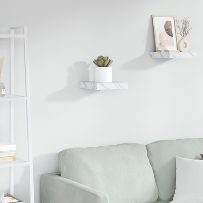 Wall Shelf White Marble 23 x 23.5 x 4 cm Engineered Wood
