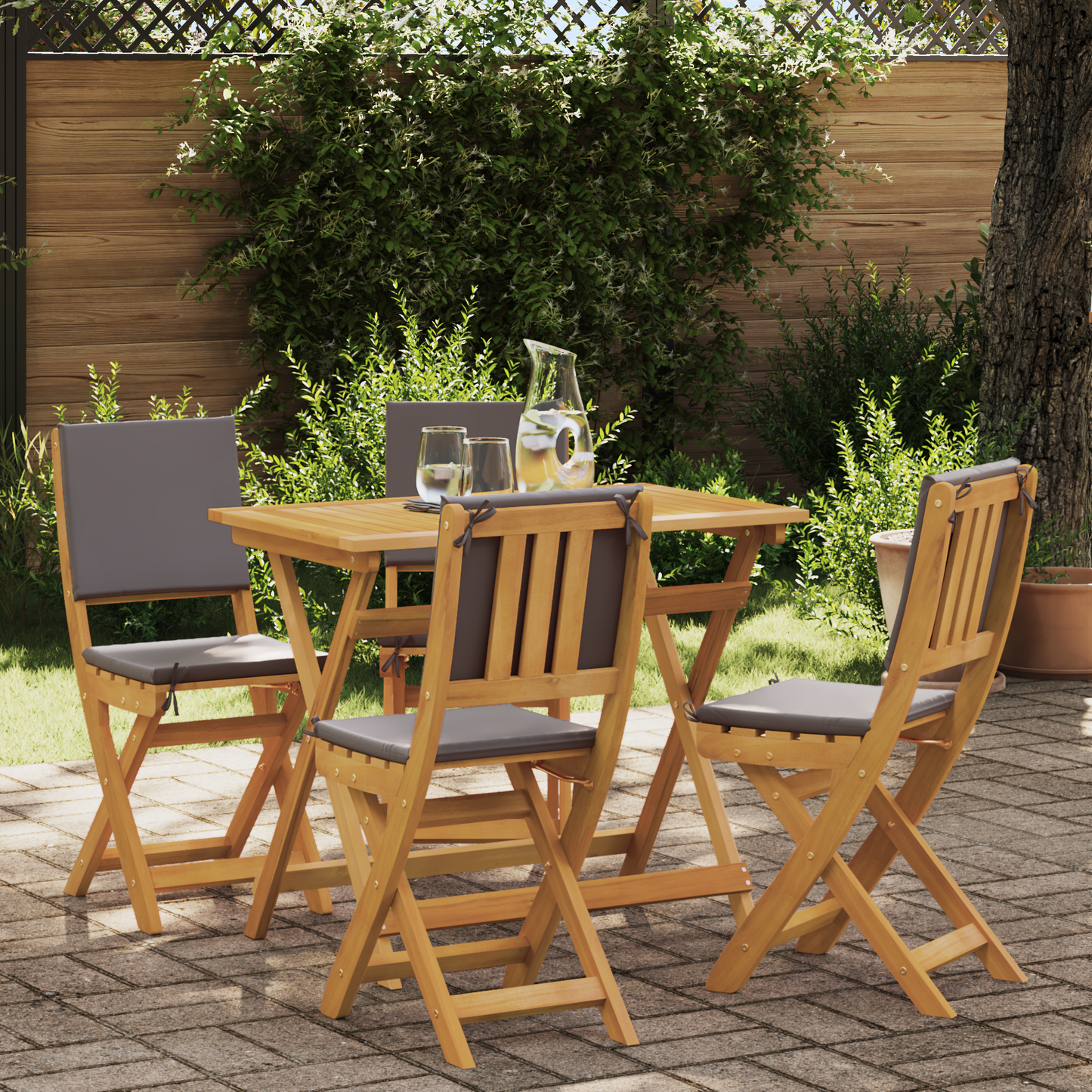 Garden Chair 4 pcs Dark Grey Solid Acacia Wood