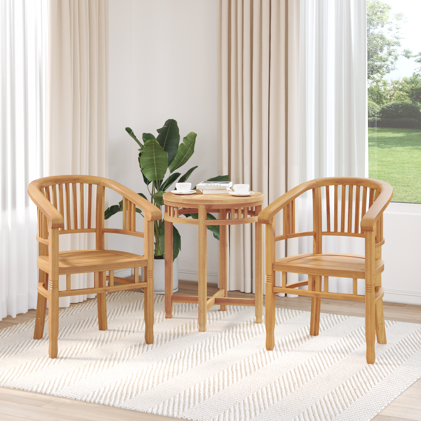 Chair 2 pcs Brown 63 x 58 x 89 cm Solid Teak Wood