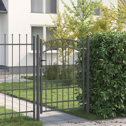 Fence Gate EMMEN 170 x 100 cm Powder-coated steel Grey Lockable