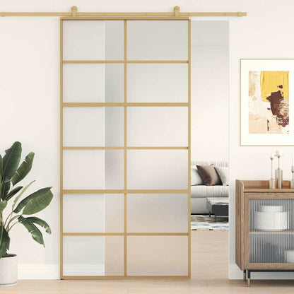 Sliding Door Gold 102,5x205 cm Frosted ESG Glass and Aluminium