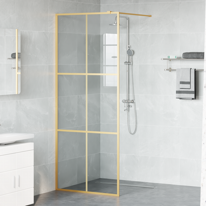 Walk-in Shower Wall Gold 80 x 195 cm Tempered Glass