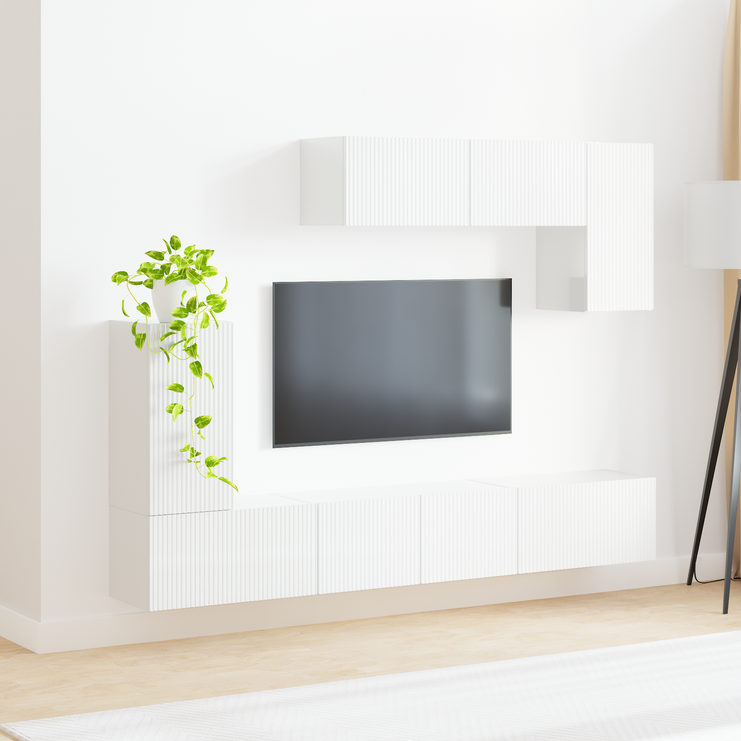 TV Cabinet Set 4 pcs High Gloss White Engineered Wood
