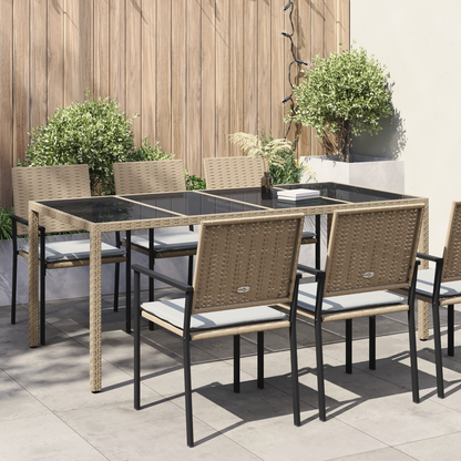 Garden Table Beige 190 x 90 x 75 cm Poly Rattan
