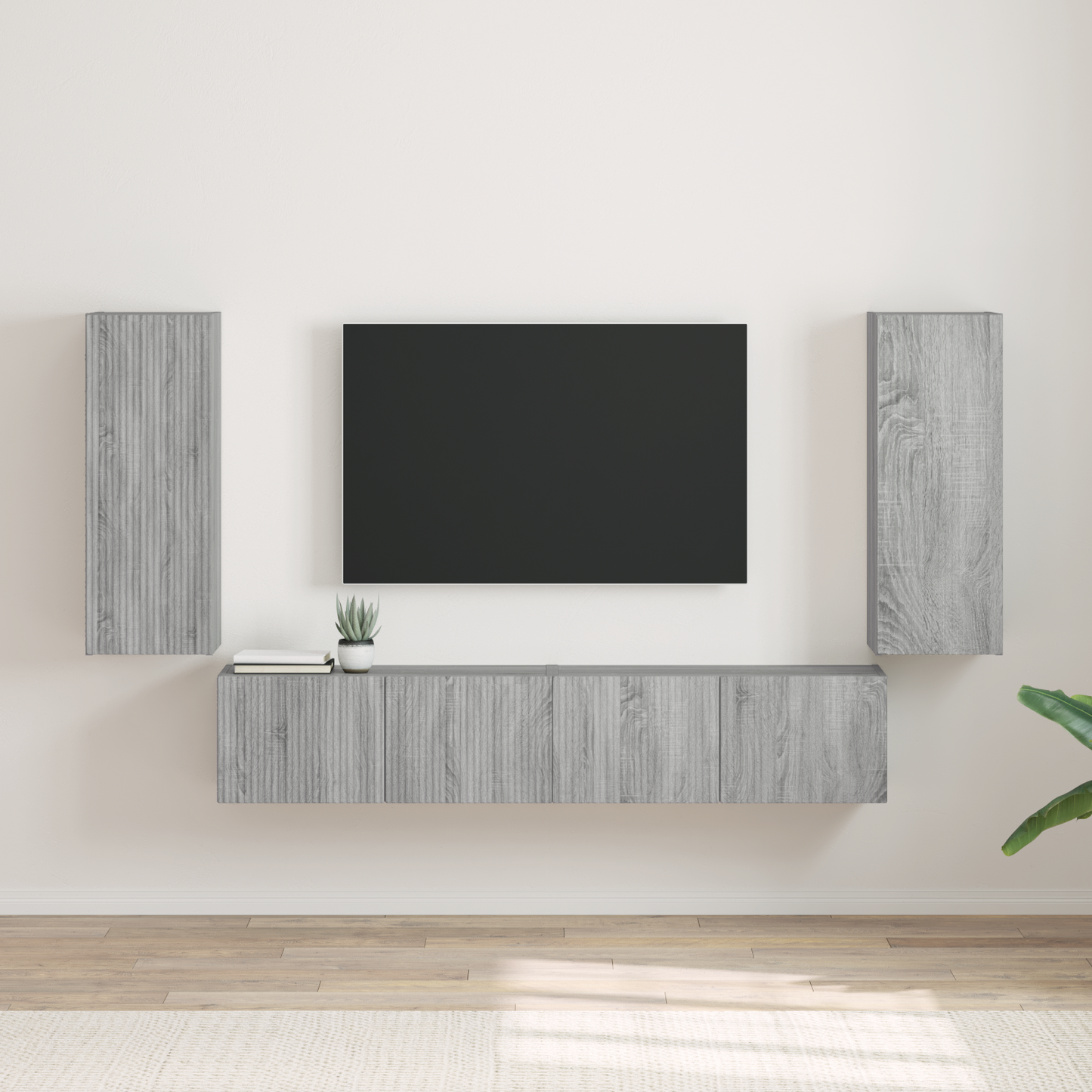 TV Wall Cabinet Wall-mounted 2 pcs Grey Sonoma 30 x 31 x 80 cm