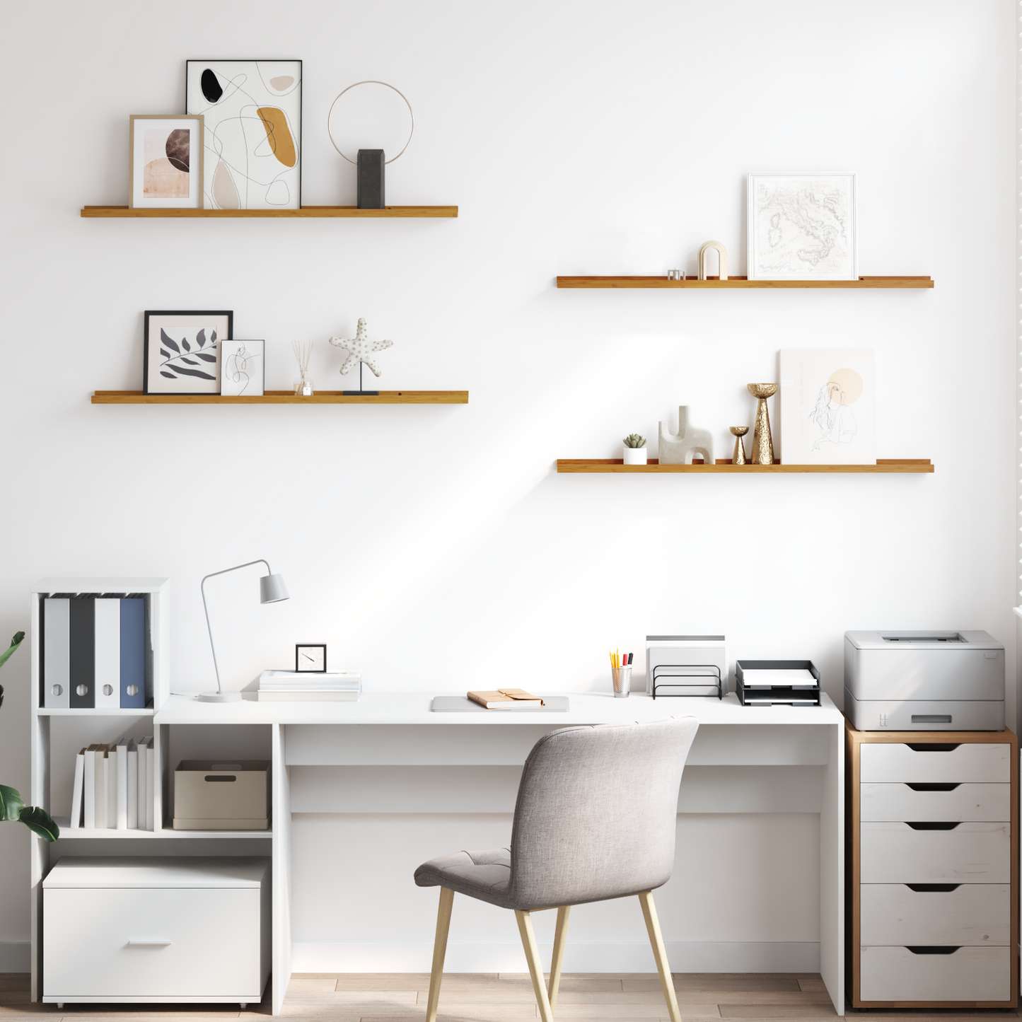 Wall Shelf 4 pcs Beige 100 x 9 x 3 cm Engineered Wood