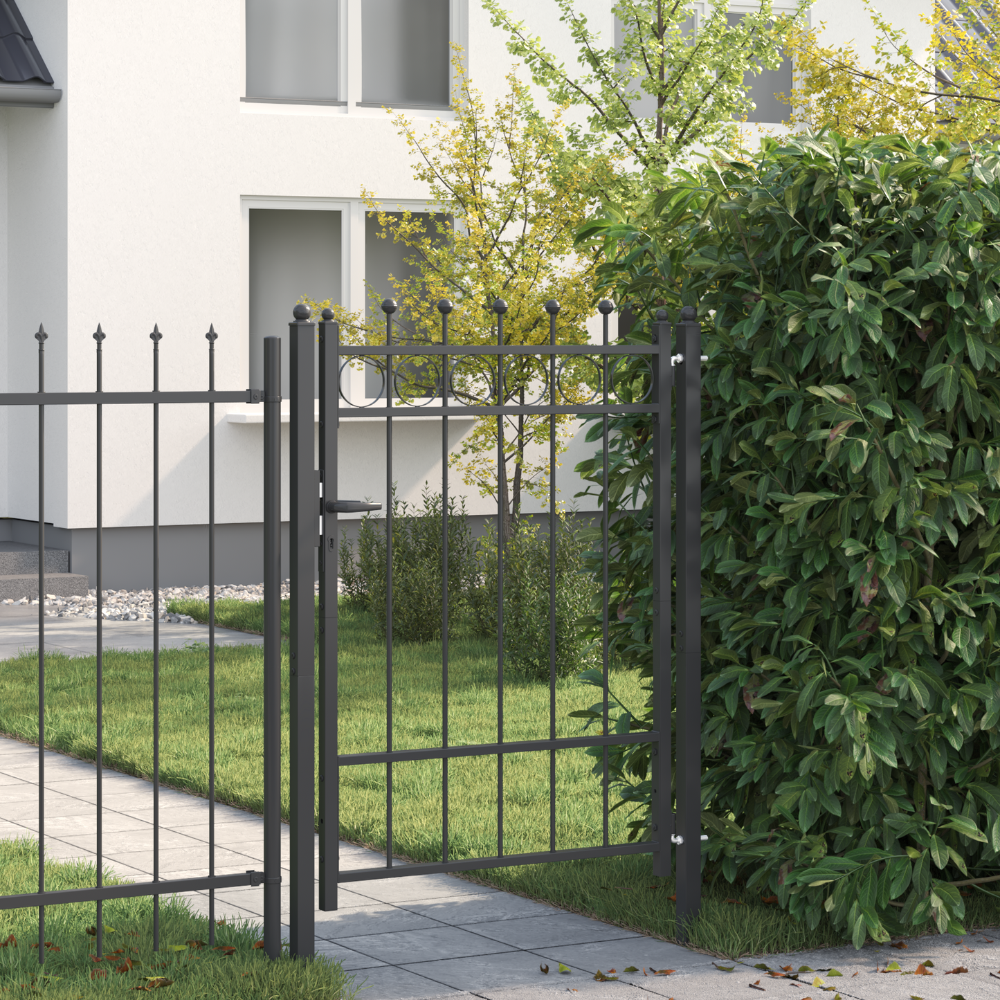 Fence Gate HORST 100 x 125 cm Metal Black Lockable