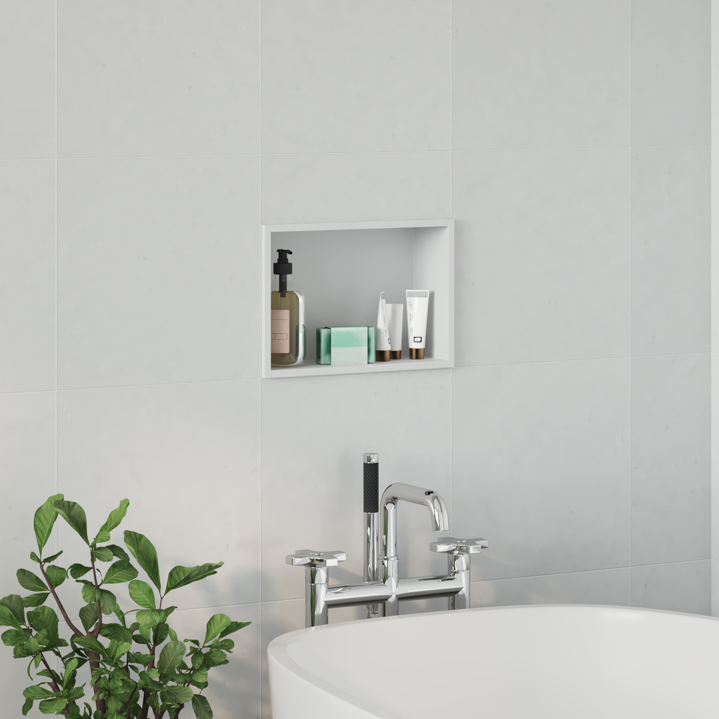 Shower Niche White 30 x 20 x 9.5 cm Stainless Steel