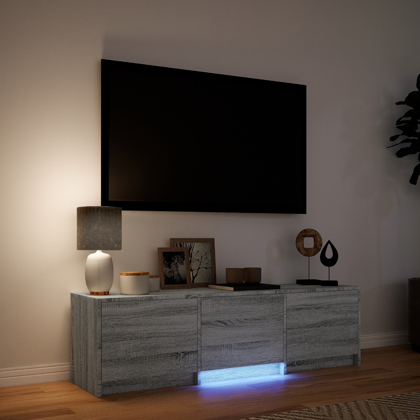 TV Cabinet with LED with LED Grey Sonoma 140 x 34 x 40 cm