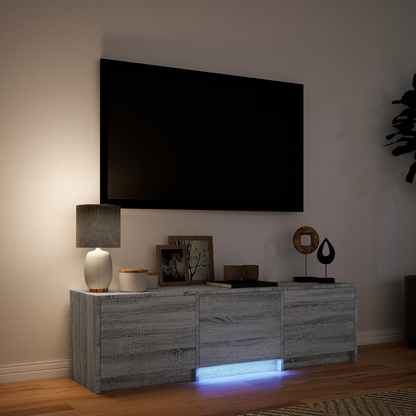 TV Cabinet with LED with LED Grey Sonoma 140 x 34 x 40 cm
